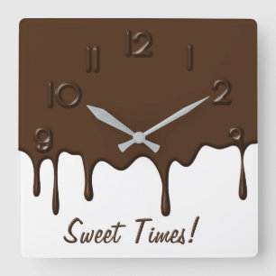 Dripping Chocolate - Wall Clock Quadratische Wanduhr