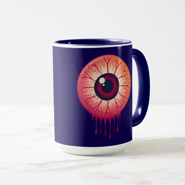 Dripping Crimson Gaze: Surreal Eyeball Art Tasse (VorderseiteRechts)