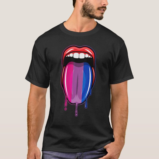 Dripping Lips Tongue Bisexual Pride Bisexuality Fl T-Shirt (Vorderseite)