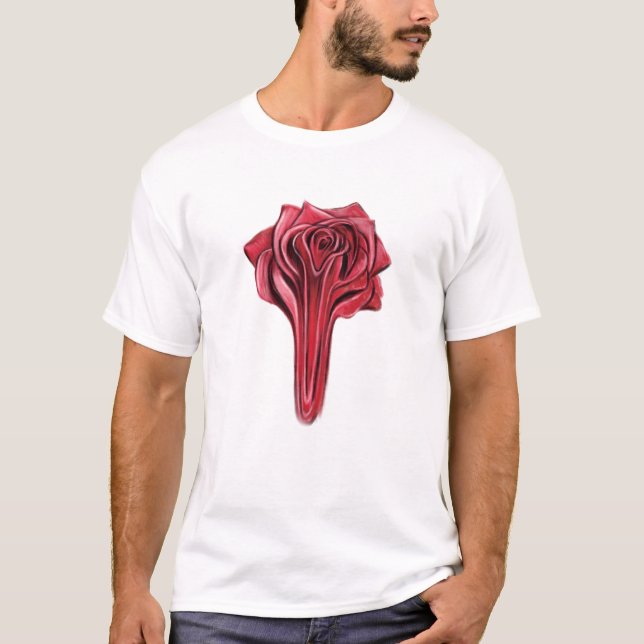 Dripping Liquid Rote Rose Concept Art Illustration T-Shirt (Vorderseite)