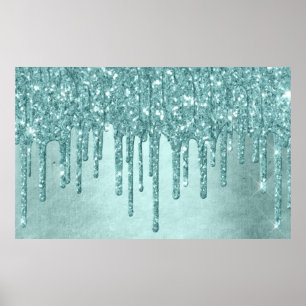 Dripping Luxe Glitzer   Minze Aquamarine Schmelze  Poster