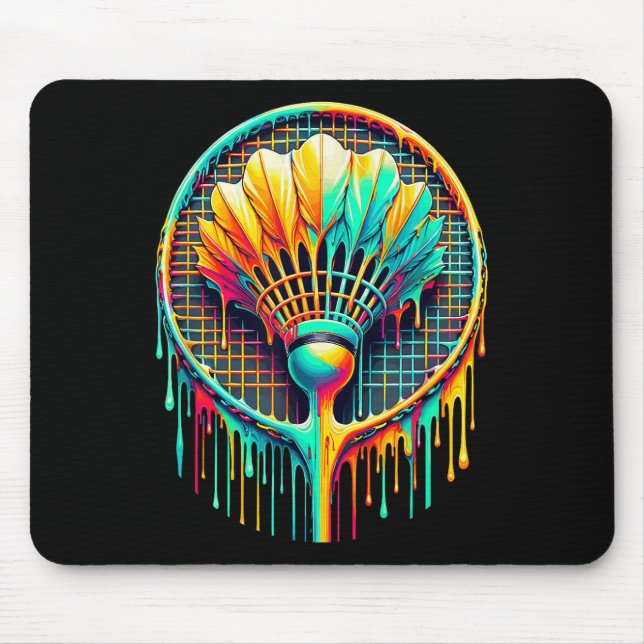 Dripping Paint Badminton Player Shuttle Racket  Mousepad (Vorne)
