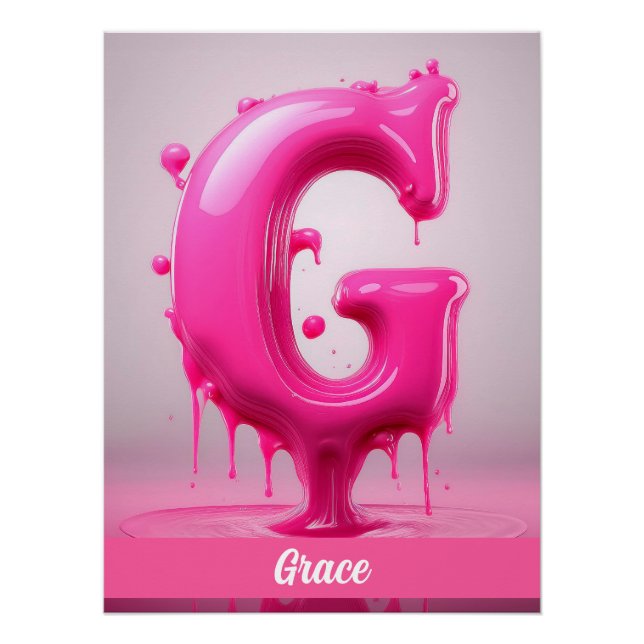 Dripping Pink Letter G - Customizable Name Poster  (Vorderseite)