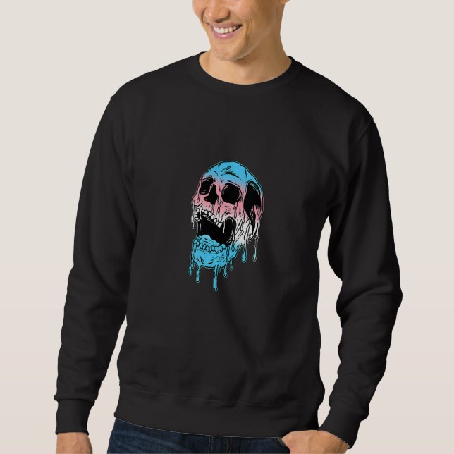 Dripping Trans Pride Skull Transgender LGBT Premiu Sweatshirt (Vorderseite)