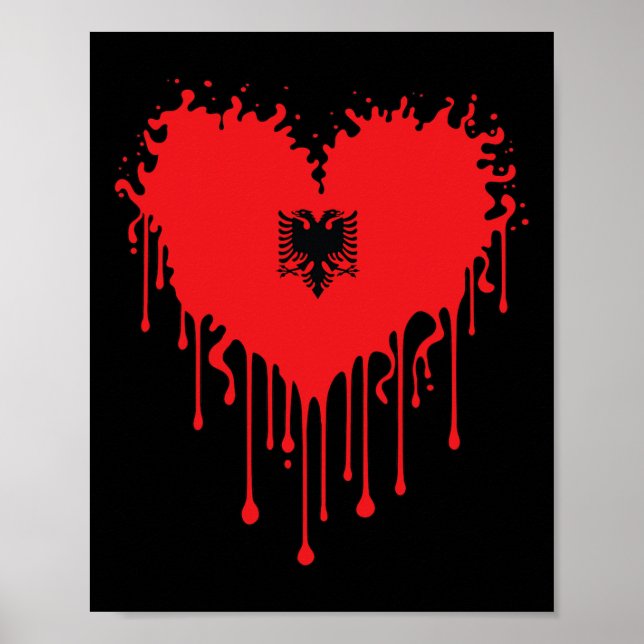 Drippings Heart of Albynia Flag Design für Stolz A Poster (Vorne)
