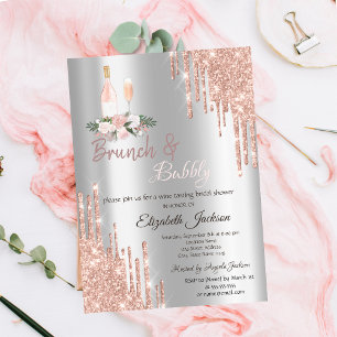 Drips Brunch & Bubbly Silberner Brautjungfernabsch Einladung