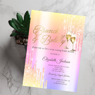 Drips Glass Brunch & Bubbly Ombre Brautjungfernpar Einladung
