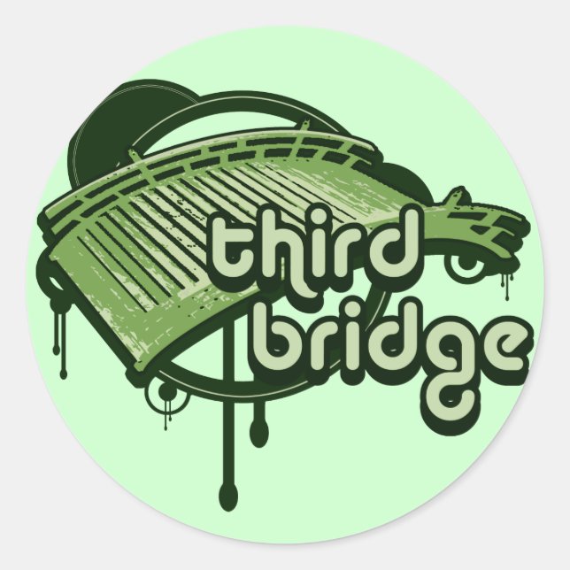 dritte Brücke. grün & wald. Runder Aufkleber (Vorderseite)