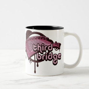 dritte Brücke. pink&maroon. Zweifarbige Tasse