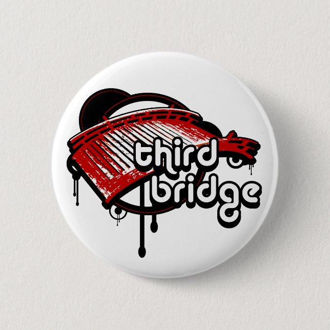 dritte Brücke. weiß und rot. Button (Vorderseite)