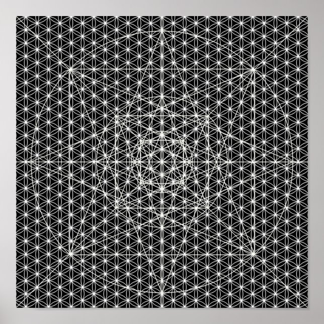 Dritte Dimension/Blume des Lebens Heilige Geometri Poster (Vorne)