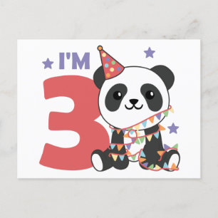 Dritte Geburtstagspanda für Kinder 3 Jahre Postkar Postkarte