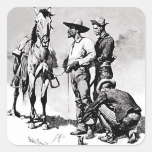 Dritte Kavallerietrooper von Frederic Remington Quadratischer Aufkleber