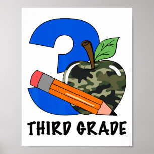 Dritte Klasse 3. Klasse Tarnung Apfel Kinder Junge Poster