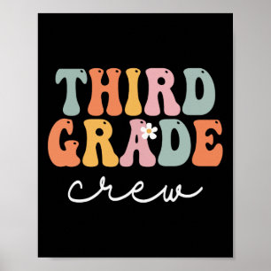 Dritte Klasse Crew Retro Groovy Vintage Erster Tag Poster