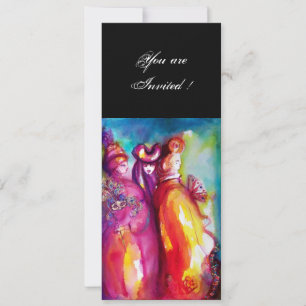 DRITTE MASK Maskerade Ball, goldgelb blau Einladung