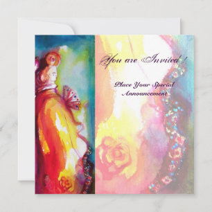 DRITTE MASK Maskerade Ball, goldgelb blau Einladung