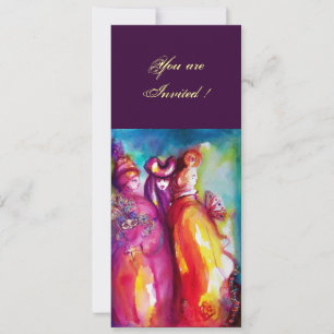 DRITTE MASK Maskerade Ball, goldgelb blau Einladung