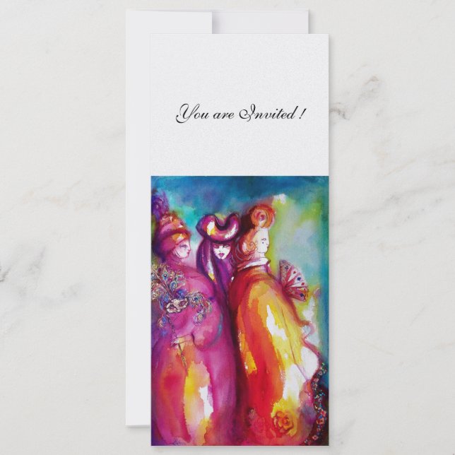 DRITTE MASK Party, goldfarbenes Eis Einladung (Vorderseite)