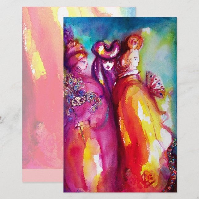 DRITTE MASKE, Venezianischer Maskenball Briefpapier (Vorne/Hinten)