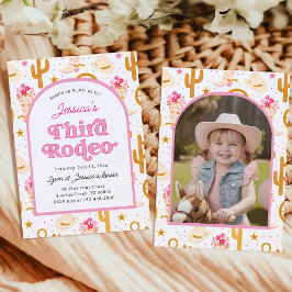 Dritte Rodeo Western Cowgirl Foto 3. Geburtstag Einladung