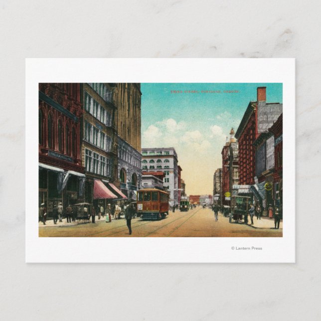 Dritte Straße in Portland, Oregon Postkarte (Vorderseite)