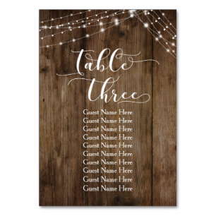 Dritte Tabelle Holz & Licht mit Gästekarte Tischnummer