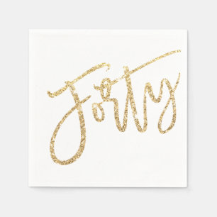 DRITTEL Glam modernen Drehbuch Gold Glitzer 40. Pa Serviette