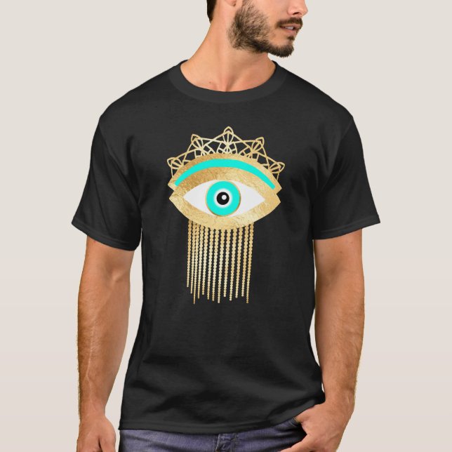 Dritter Blick Türkis und Gold Glitzer Look T-Shirt (Vorderseite)