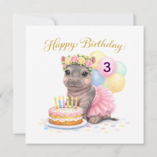 Dritter Geburtstag für Mädchen Glückliches Nilpfer