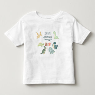 Dritter Geburtstag Niedlich Dinosaurier Wasserfarb Kleinkind T-shirt