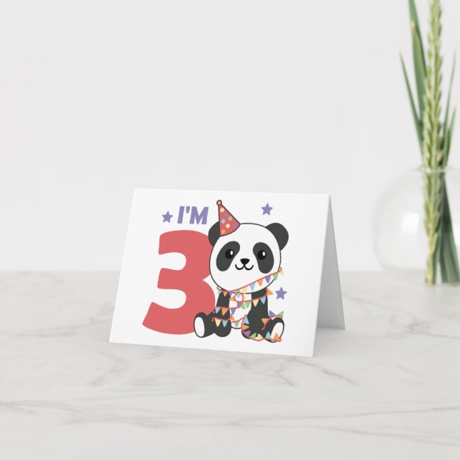 Dritter Geburtstag Panda für Kinder 3 Jahre Danke (Vorderseite)