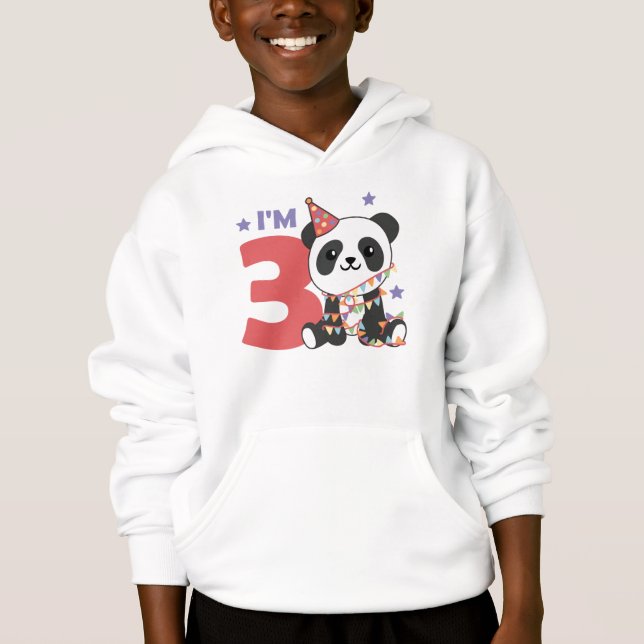 Dritter Geburtstag Panda für Kinder 3 Jahre Hoodie (Vorderseite)