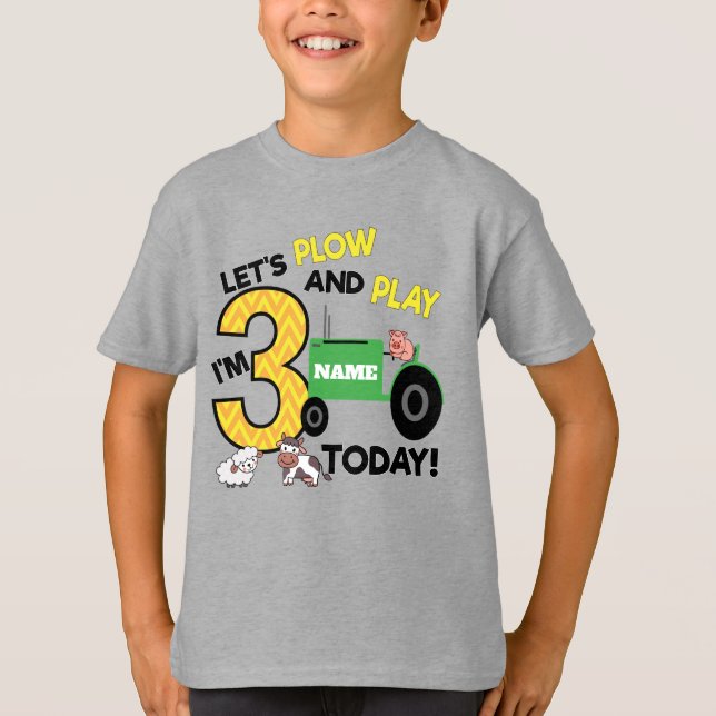 Dritter Geburtstag - Party für den landwirtschaftl T-Shirt (Vorderseite)