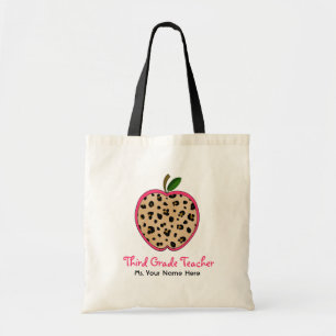 Dritter Grad-Lehrer-Leopard-Druck u. rosa Apple Tragetasche