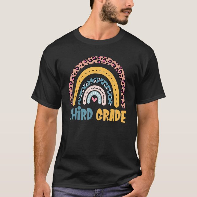 Dritter Klasse Boho Rainbow Student Lehrerin zurüc T-Shirt (Vorderseite)