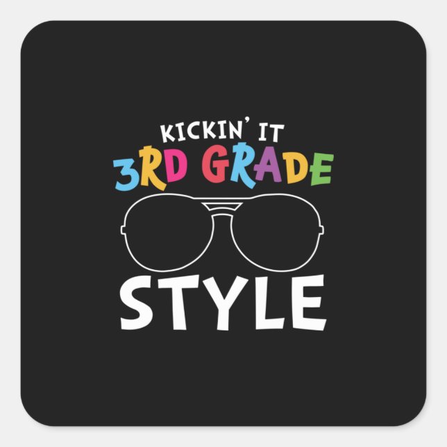 Dritter Klasse Lehrer Dritter Klasse Quadratischer Aufkleber (Vorderseite)