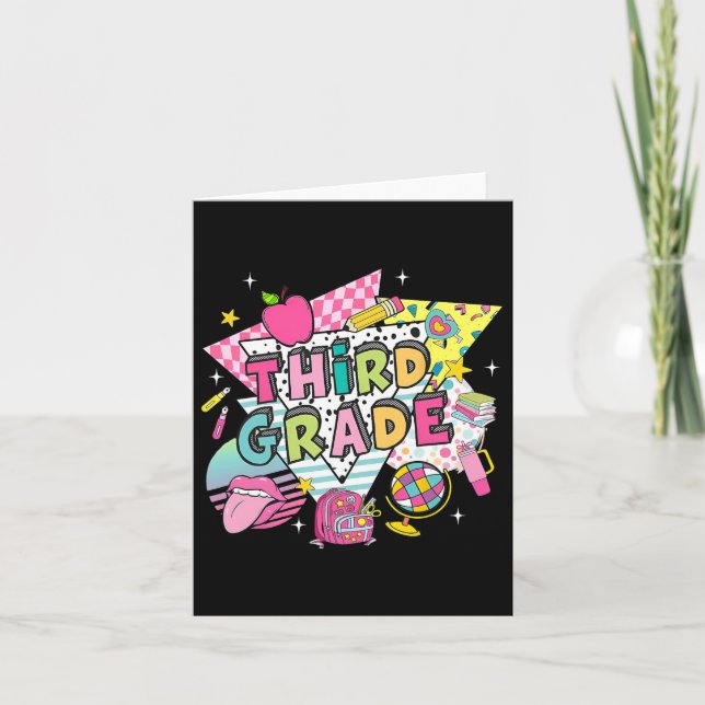 Dritter Lehrer Student zurück zur Schule glücklich Karte (Vorderseite)