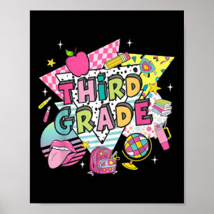 Dritter Lehrer Student zurück zur Schule glücklich Poster