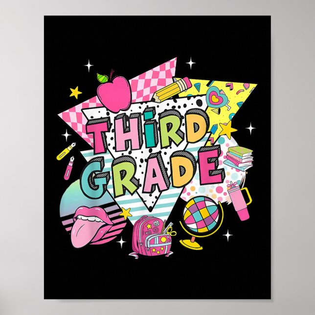 Dritter Lehrer Student zurück zur Schule glücklich Poster (Vorne)