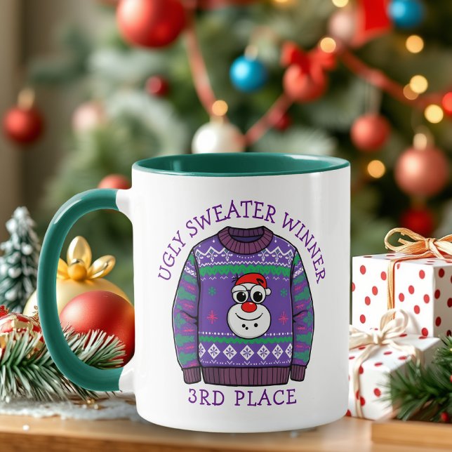 Dritter Platz hässlicher Pullover Gewinner Weihnac Tasse (Von Creator hochgeladen)