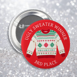 Dritter Platz Ugly Sweater Sieger | Weihnachten Button