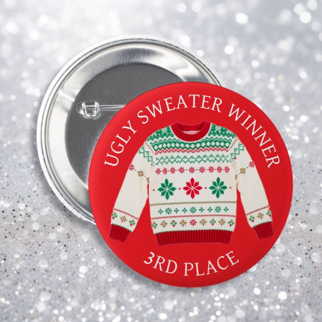 Dritter Platz Ugly Sweater Sieger | Weihnachten Button (Von Creator hochgeladen)