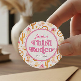 Dritter Rodeo Western Cowgirl 3. Geburtstag Runder Aufkleber