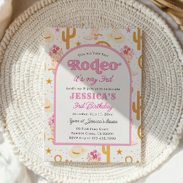 Dritter Rodeo Wild West Cowgirl Pink 3. Geburtstag Einladung