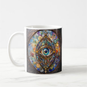 Drittes Auge auf Bleiglas und Bronze Kaffeetasse