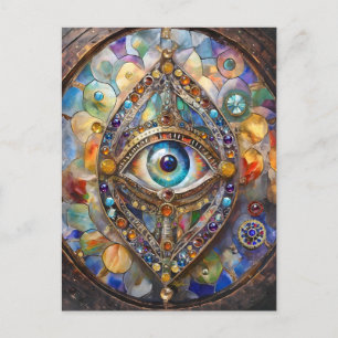 Drittes Auge auf Bleiglas und Bronze Postkarte
