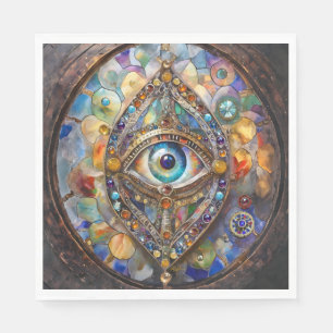 Drittes Auge auf Bleiglas und Bronze Serviette
