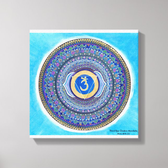 Drittes Auge Chakra Mandala Leinwand Art (Vorderseite)