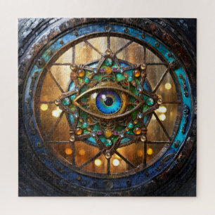 Drittes Auge Landhausstil Bullauge Fenster Puzzle
